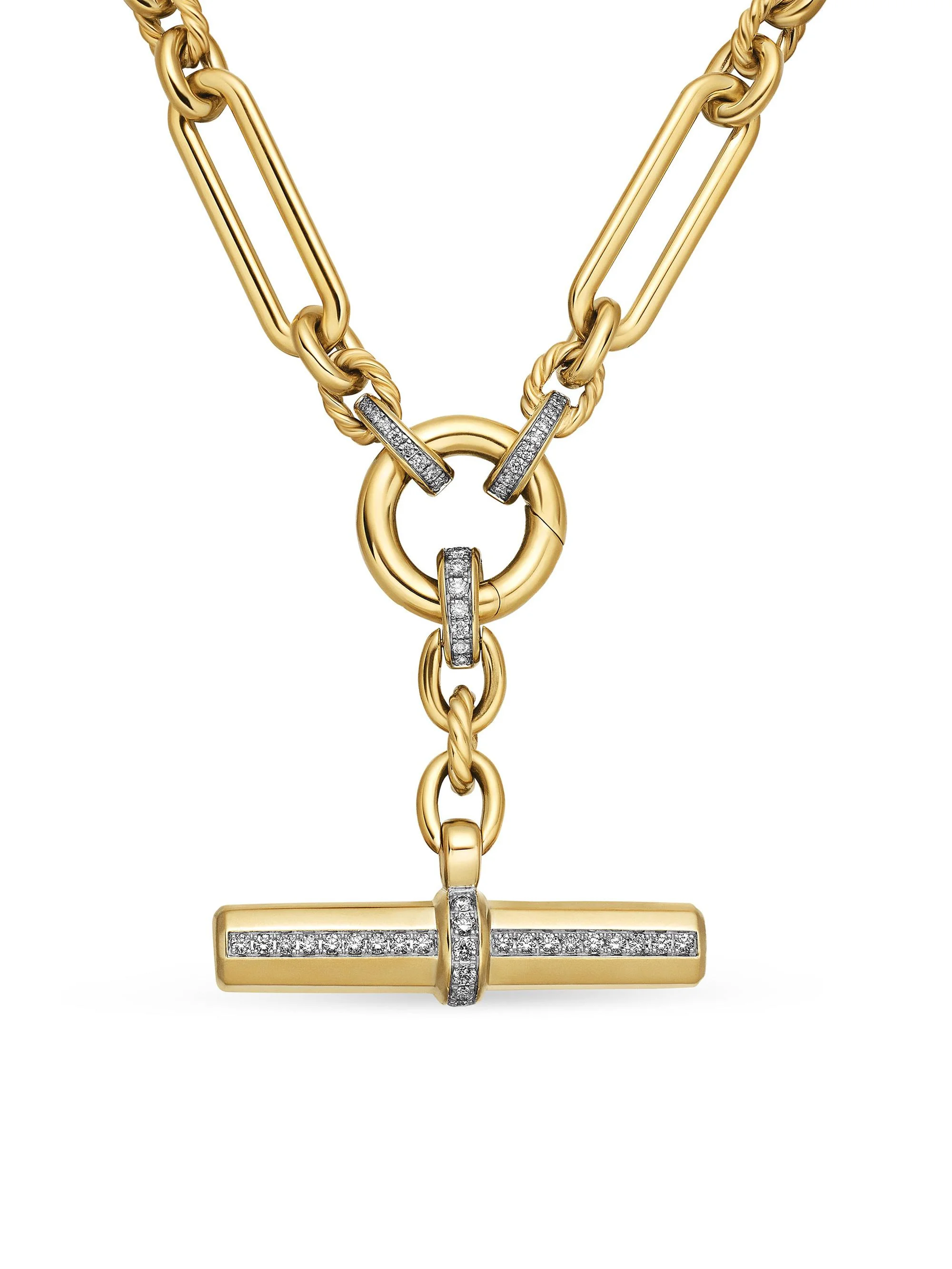 Women's Lexington E/W Chain Necklace in 18K Yellow Gold - Diamond - 1