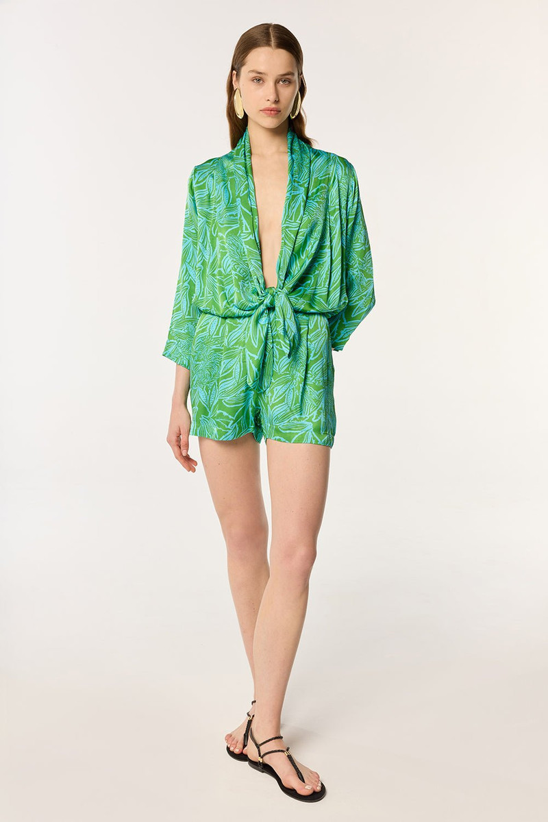 Poupette St Barth Short Jumpsuit Celie - Turquoise Pop Tiger outlook