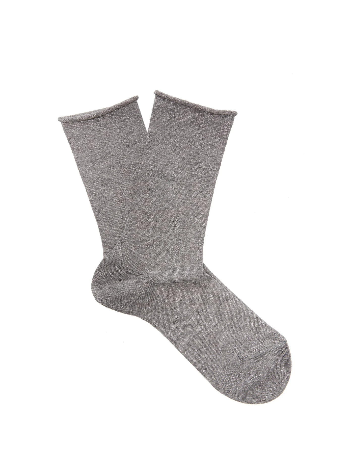 Lurex logo-intarsia knit socks - 1