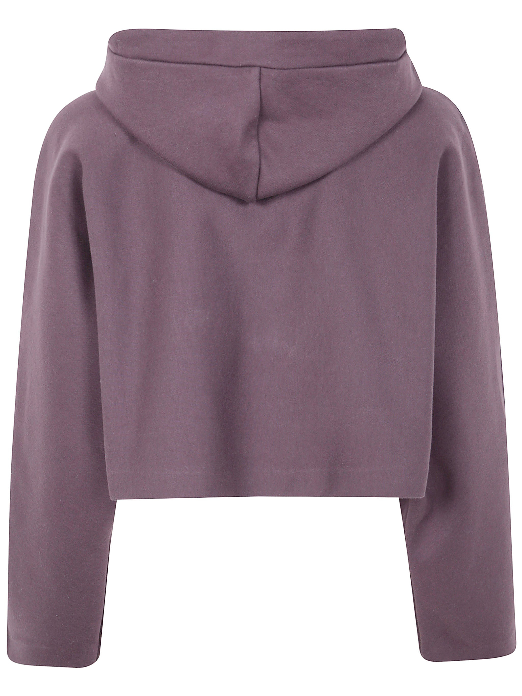 Jean Paul Gaultier Women Bonded Cotton Cropped Bat Sleeves Hoodie With "Gaultier" Embossing - 2