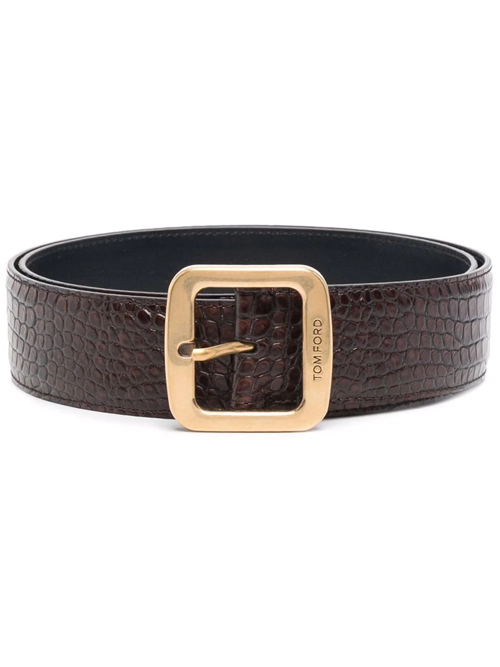 logo-buckle crocodile-effect belt - 1