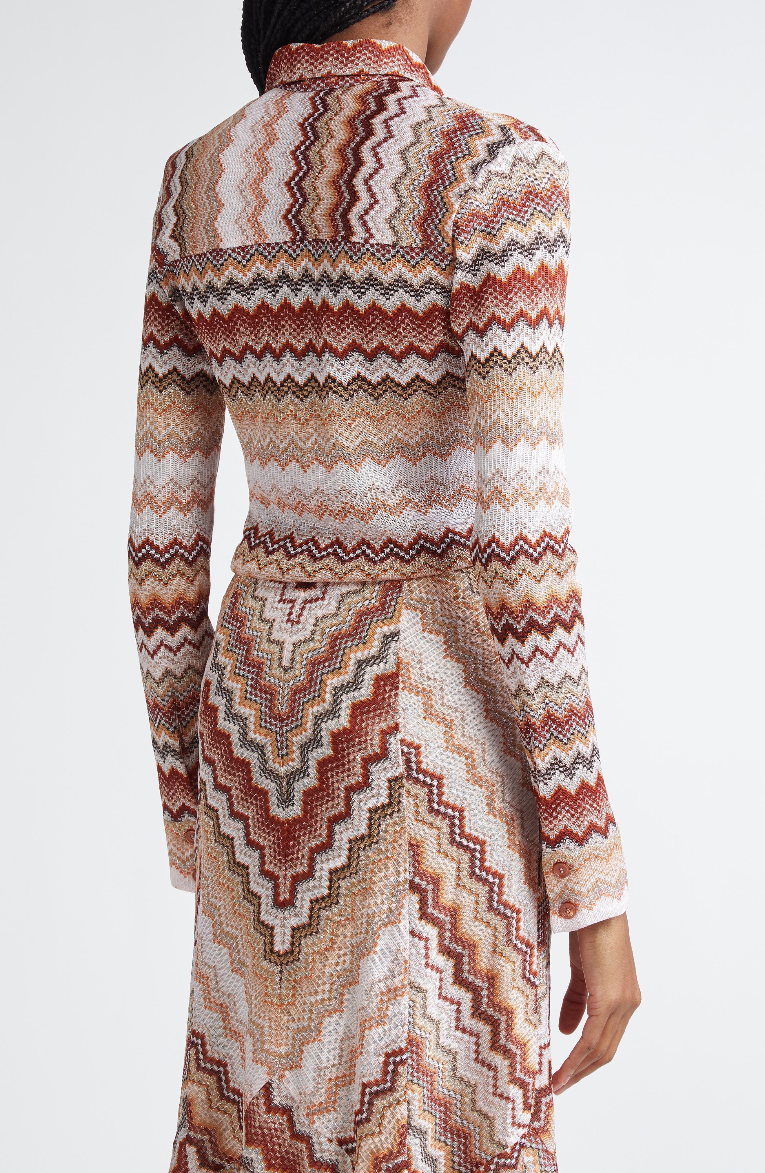Missoni Metallic Zigzag Button-Up Shirt in Brown Multi at Nordstrom - 3