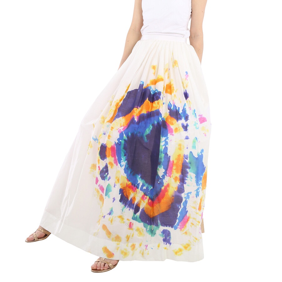 Burberry Tie-dye Print Maxi Skirt In Multi-bright Blue - 5
