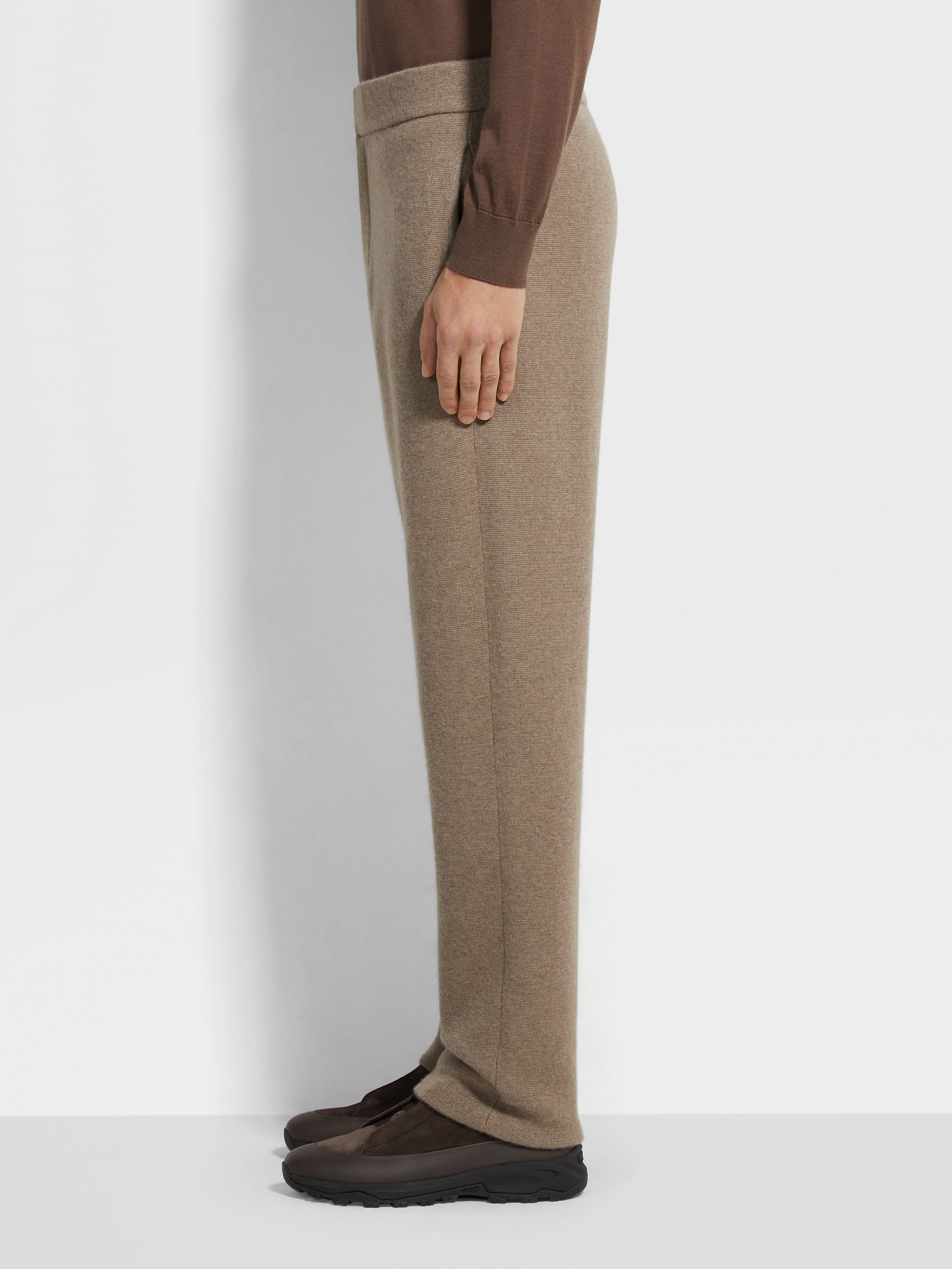 LIGHT TAUPE MÉLANGE OASI CASHMERE PANTS - 4