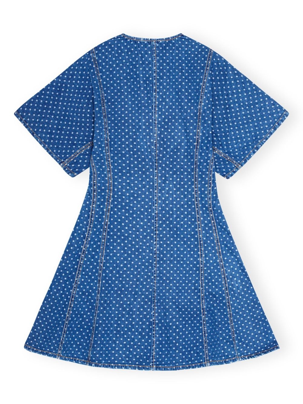 polka-dot print denim dress - 6