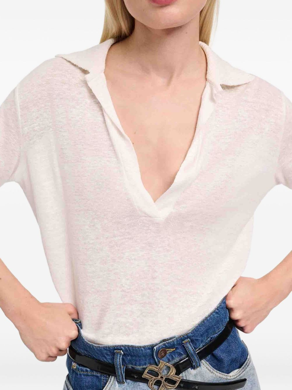 linen polo shirt - 3