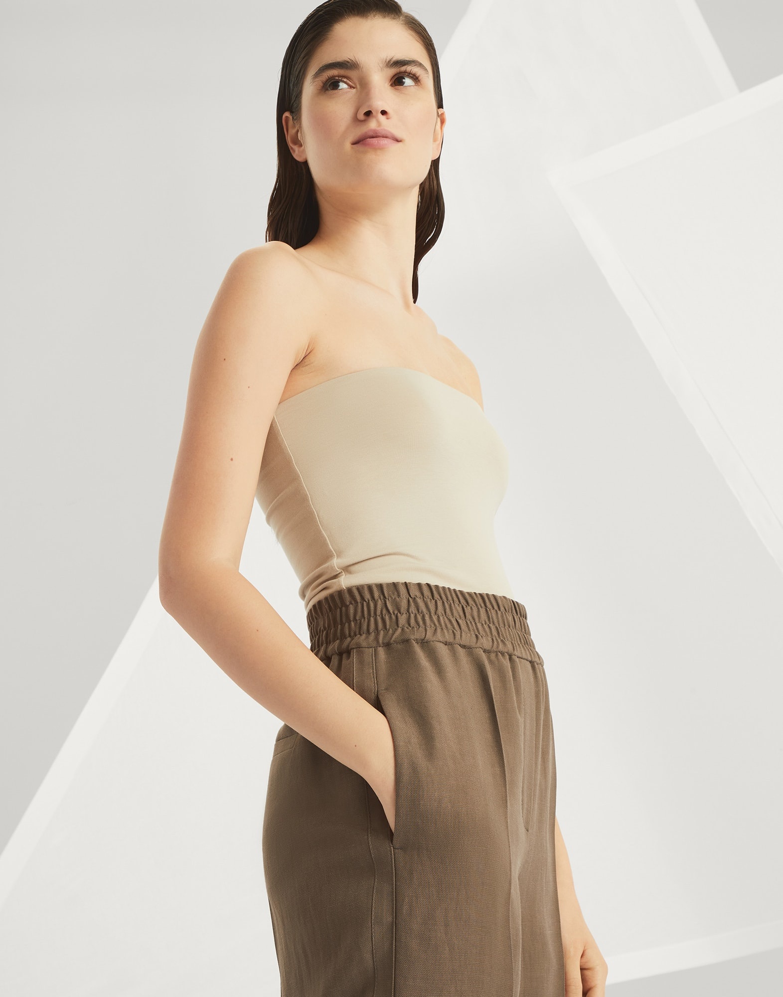 Viscose and linen fluid twill baggy pull-on trousers - 3