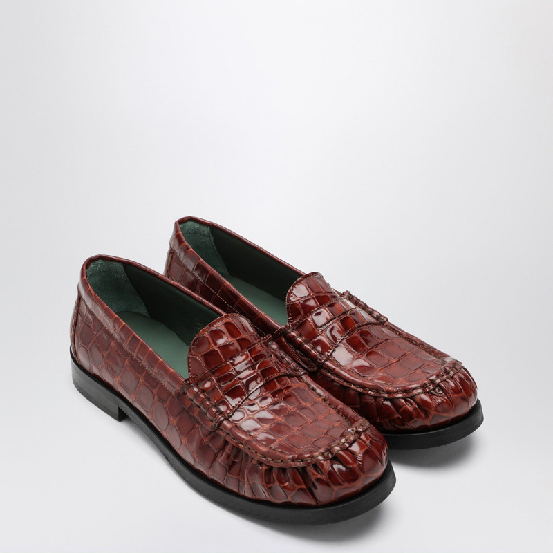 VINNY’s Brown OGEE moccasins with crocodile print outlook