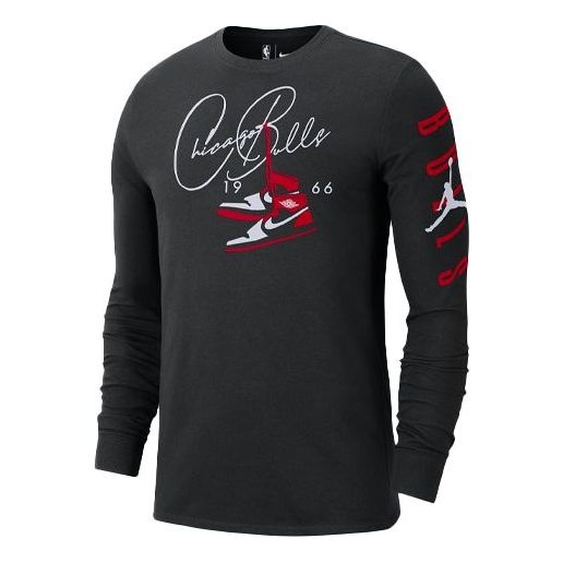 Air Jordan NBA Courtside Chicago Bulls Round Neck Pullover Long Sleeves Black DA6527-010 - 1