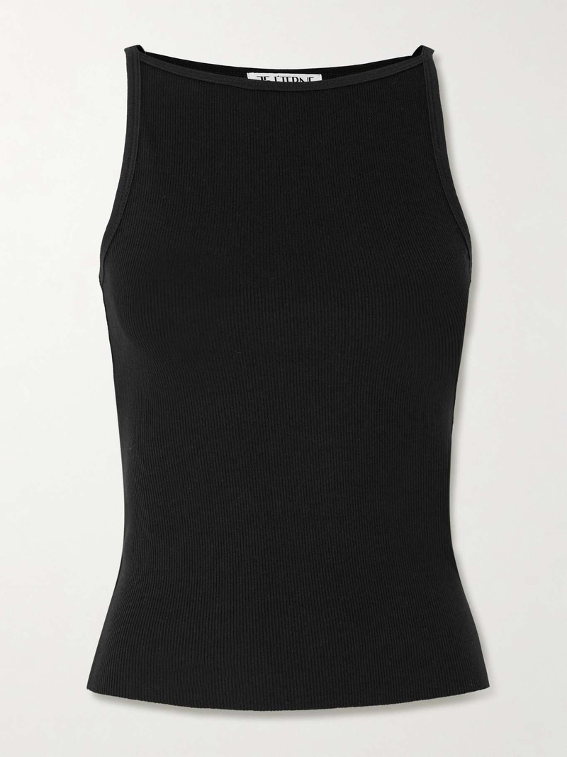Iris ribbed stretch-cotton and modal-blend jersey tank Black - 1