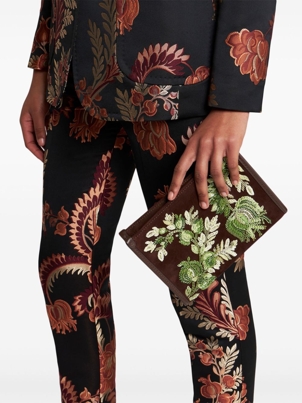 embroidered suede pouch - 2