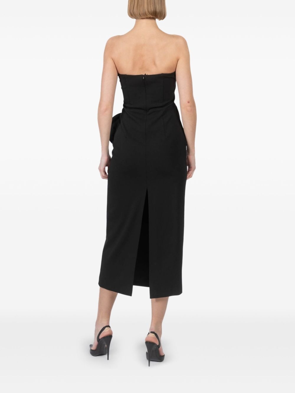floral-appliqué bustier midi dress - 5
