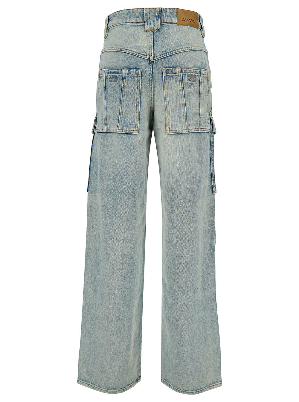 Isabel Marant Etoile Women 'Heilani' Light Blue Cargo Jeans With Logo Patch In Cotton Denim Woman - 2