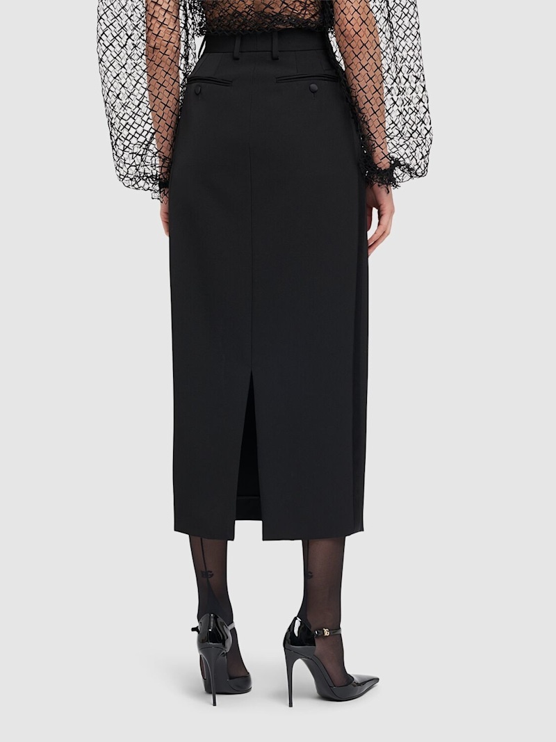 Wool blend gabardine midi skirt - 3