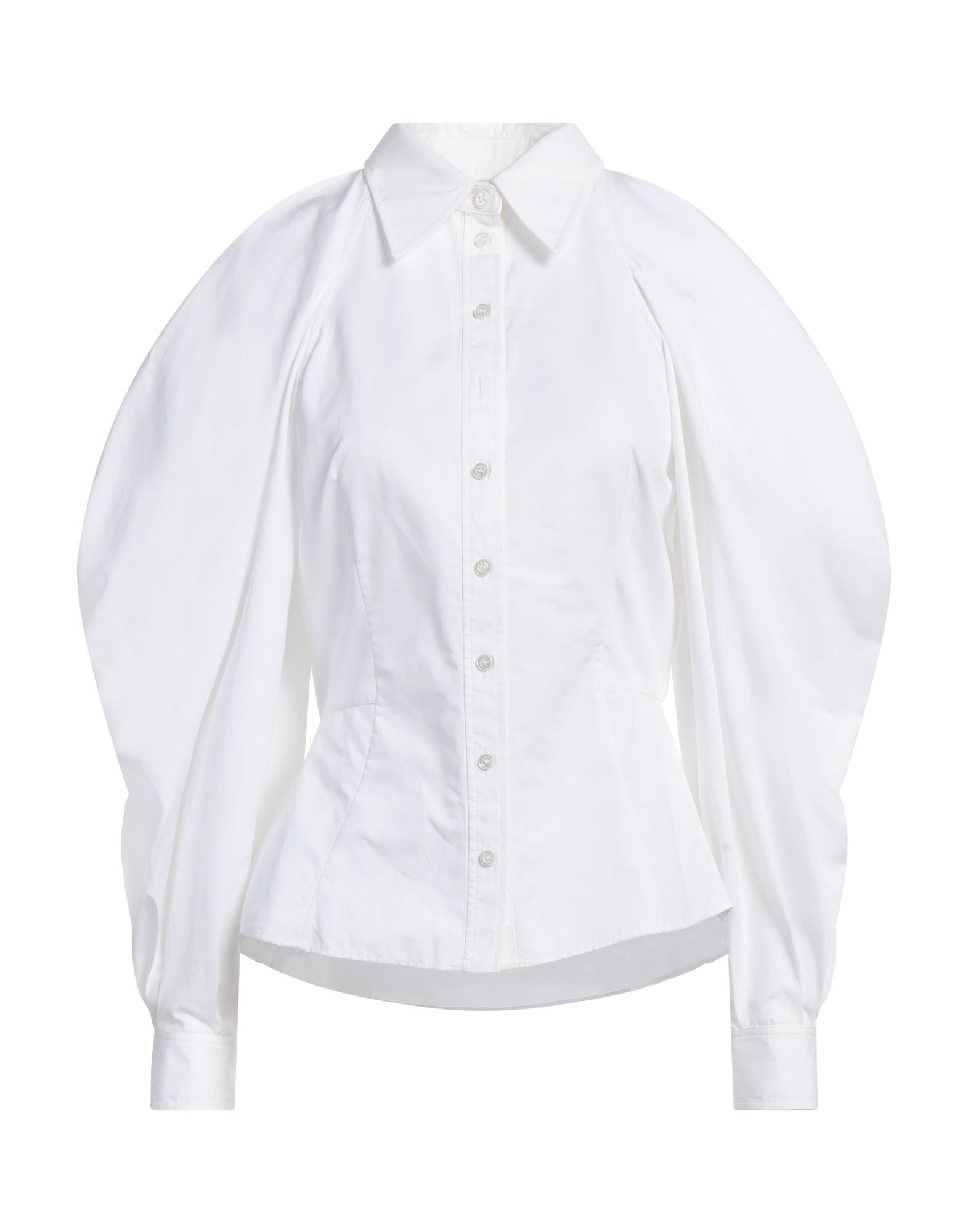 White Women's Solid Color Shirts & Blouses - 1