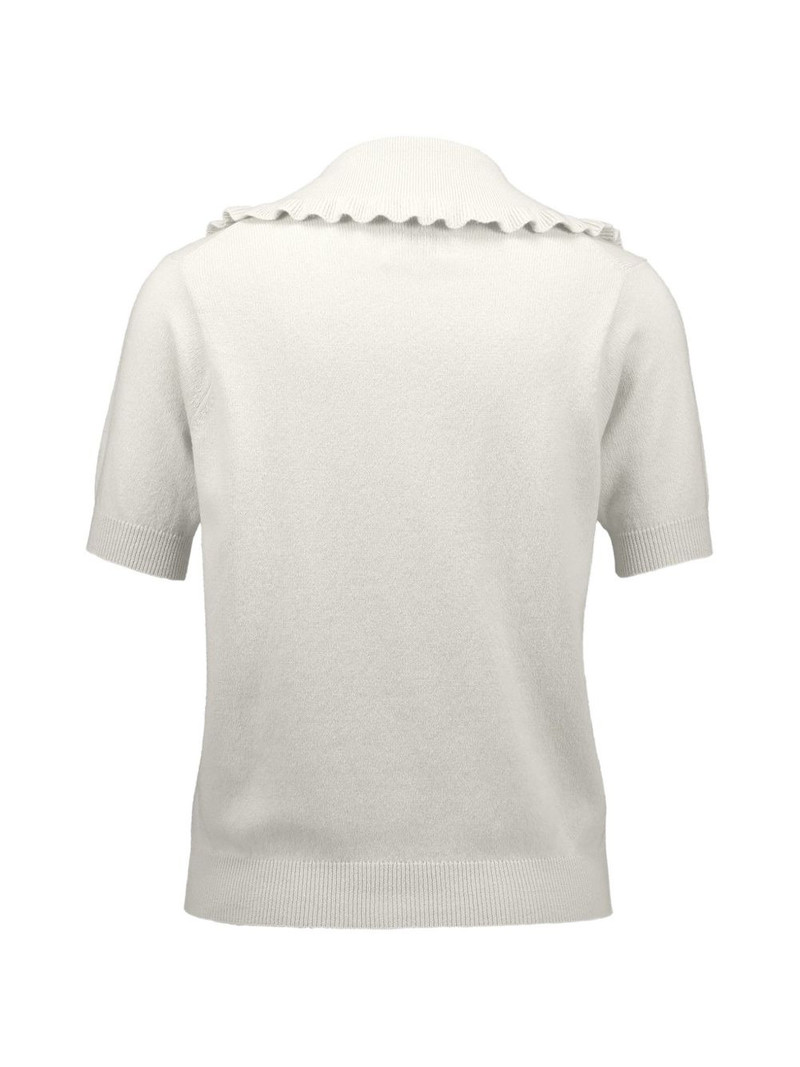Allude ruffled-collar short-sleeve cardigan outlook