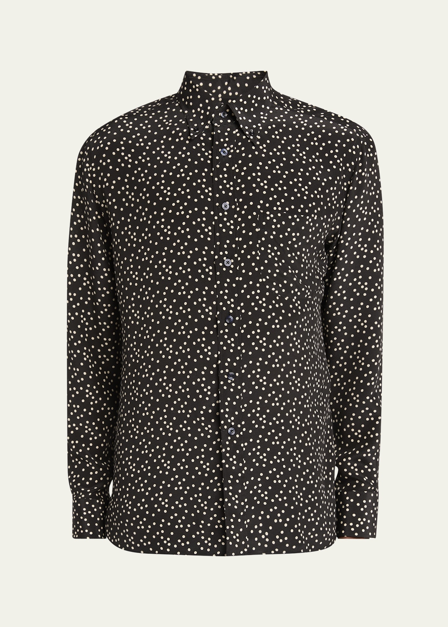 Men's Crepe de Chine Polka Dot Sport Shirt - 1