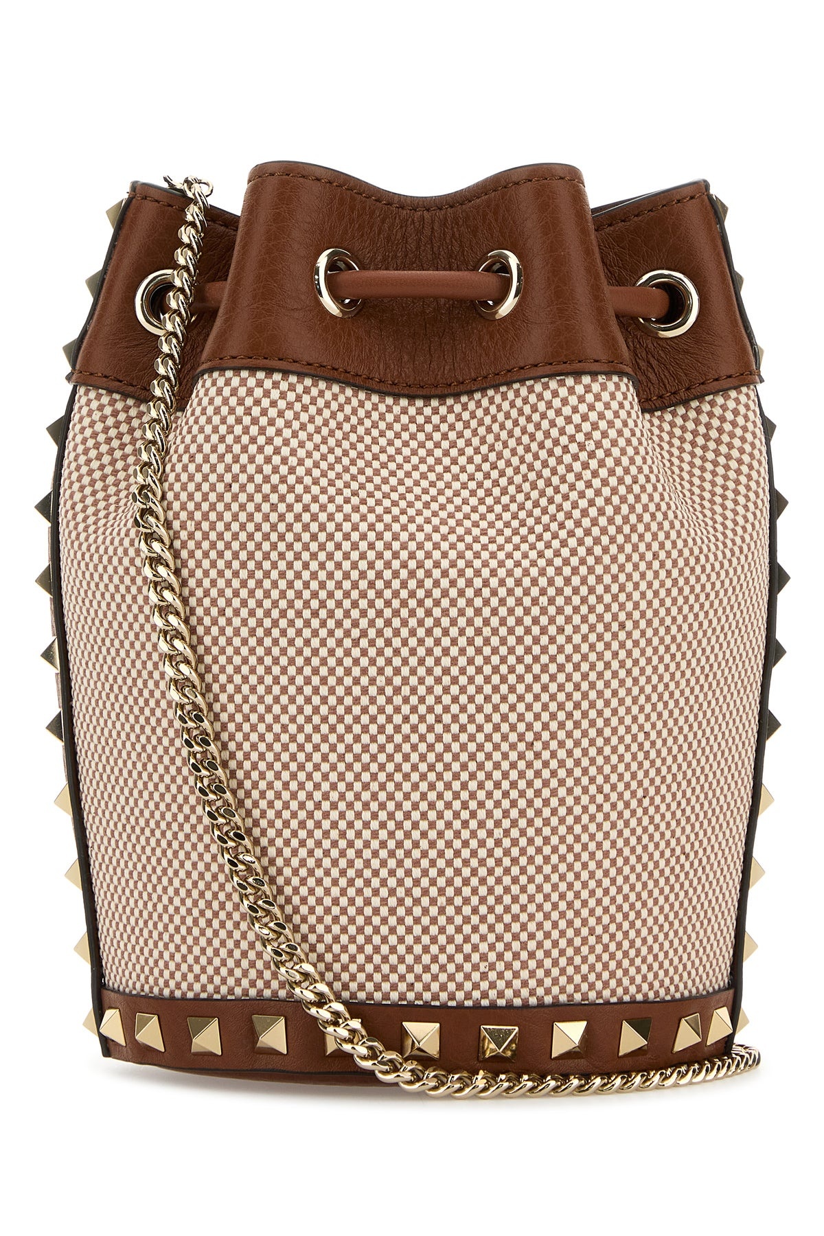 Two-tone canvas Rockstud bucket bag - 3