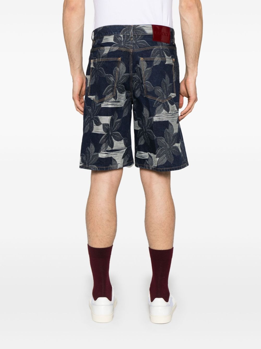 jacquard denim shorts - 4