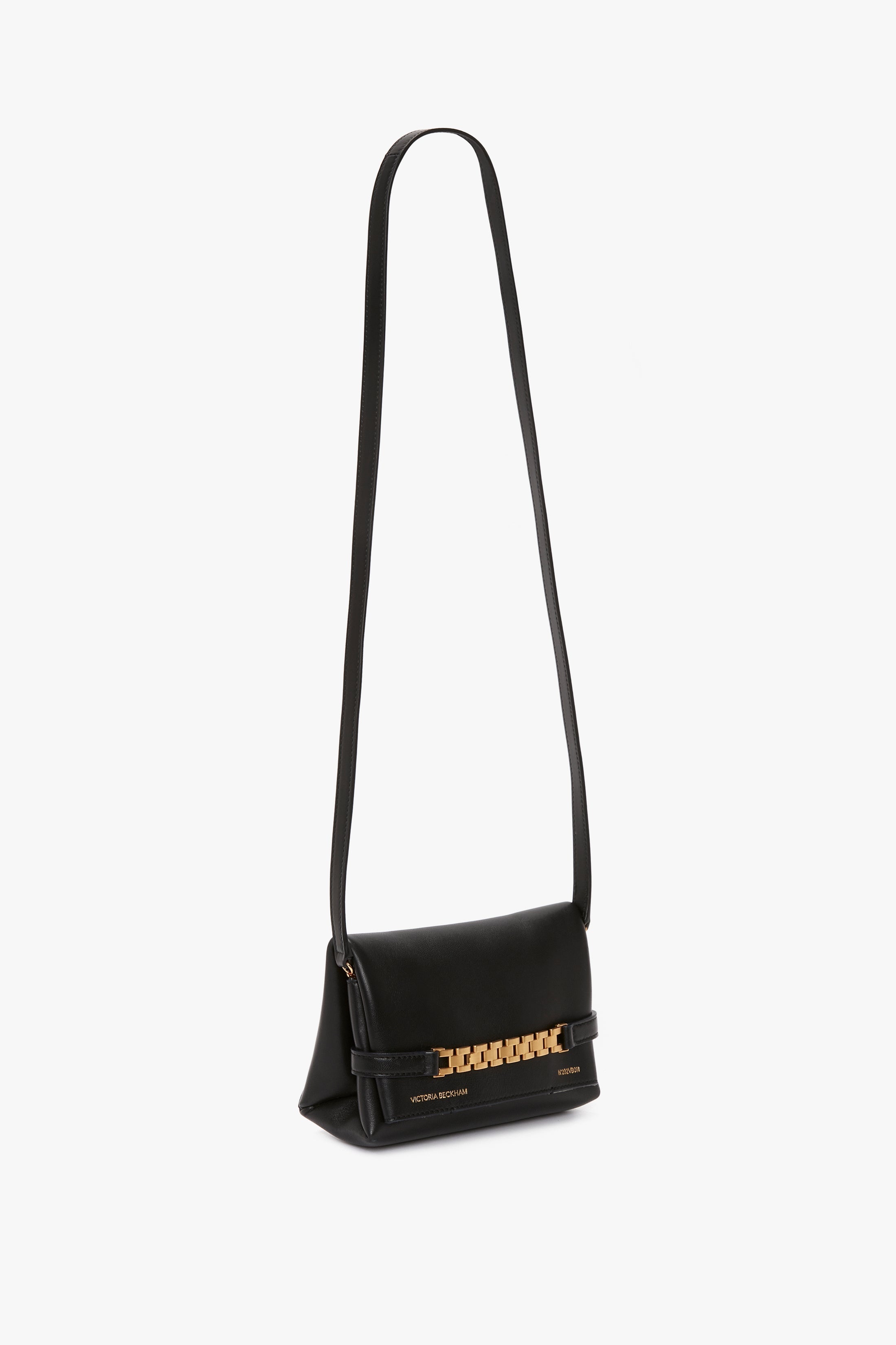 Mini Pouch With Long Strap In Black Leather - 5