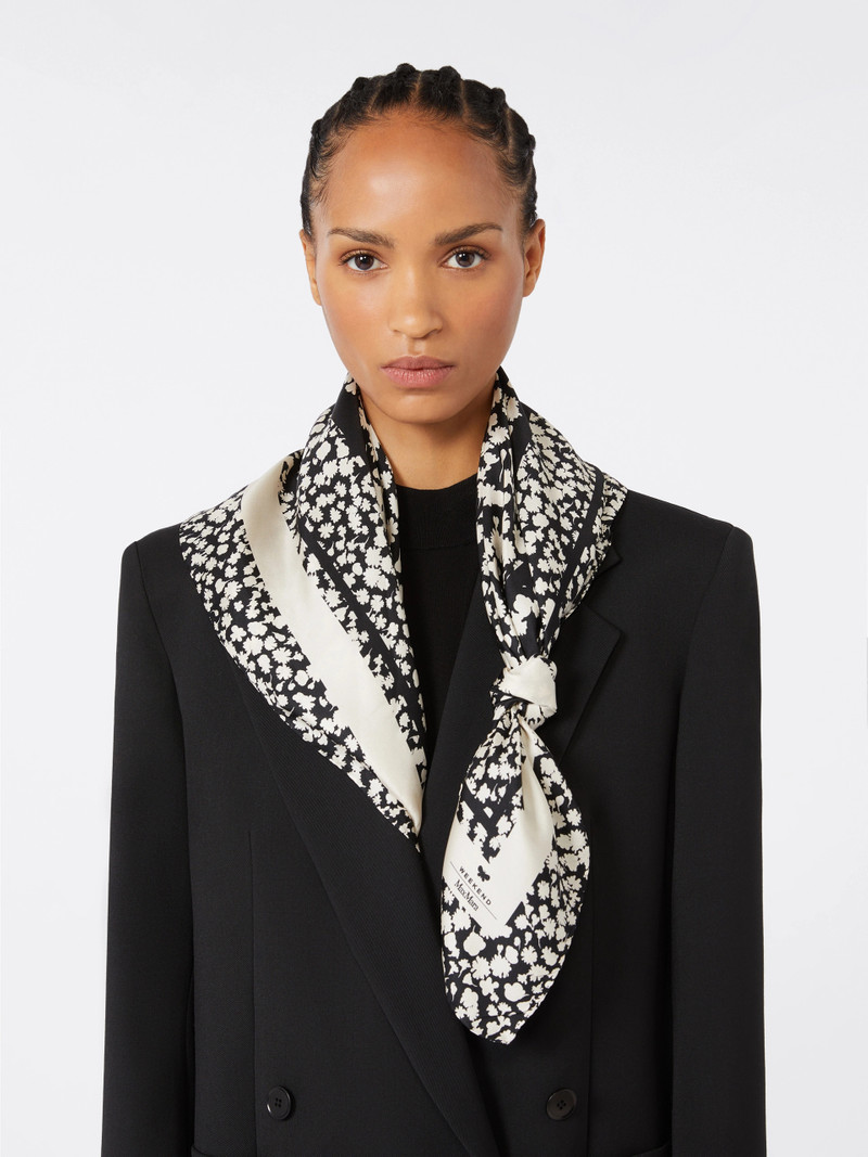 ONESTONEW Patterned silk twill foulard - BLACK 4