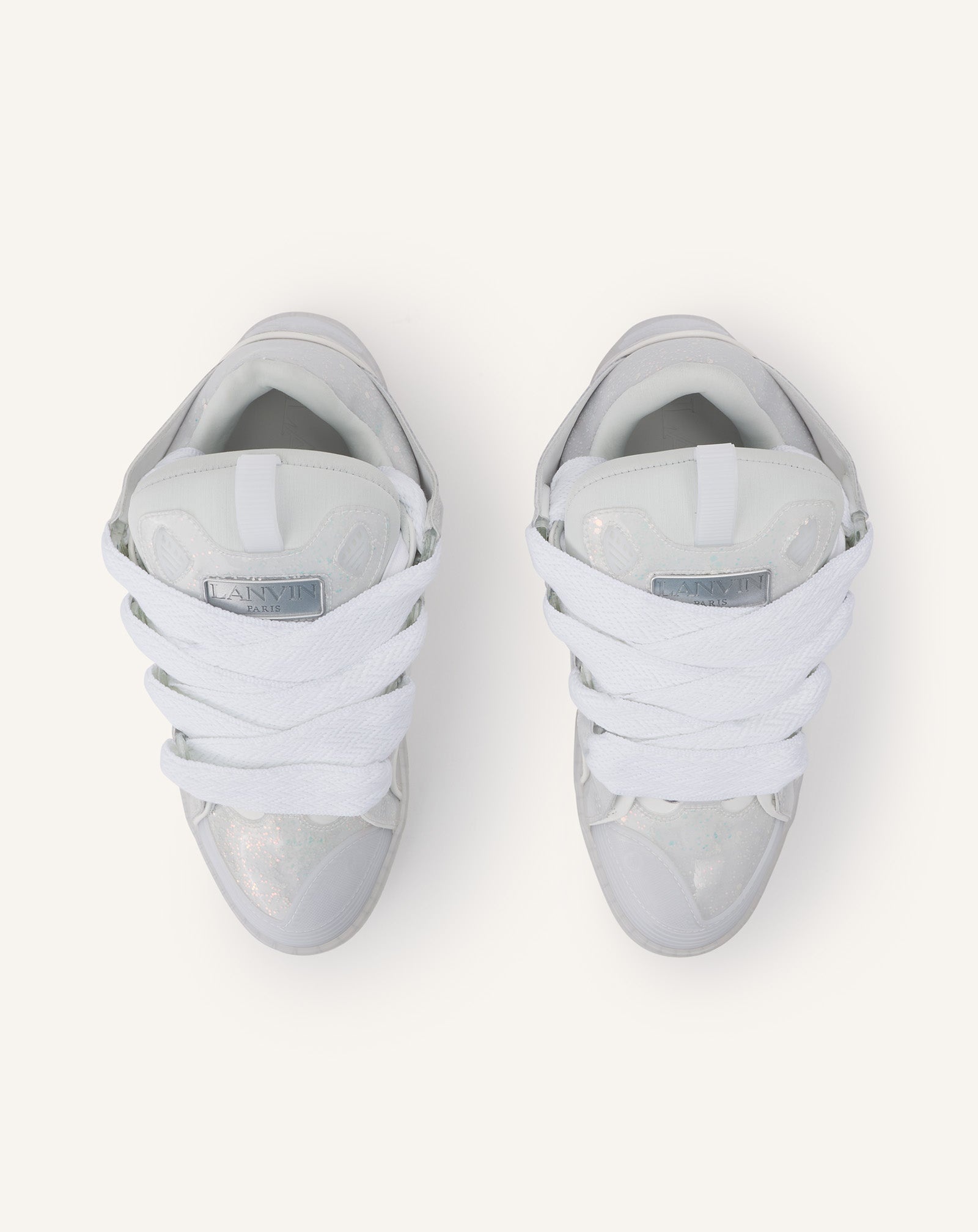 LEATHER CURB SNEAKERS WITH GLITTER EFFECT - 5