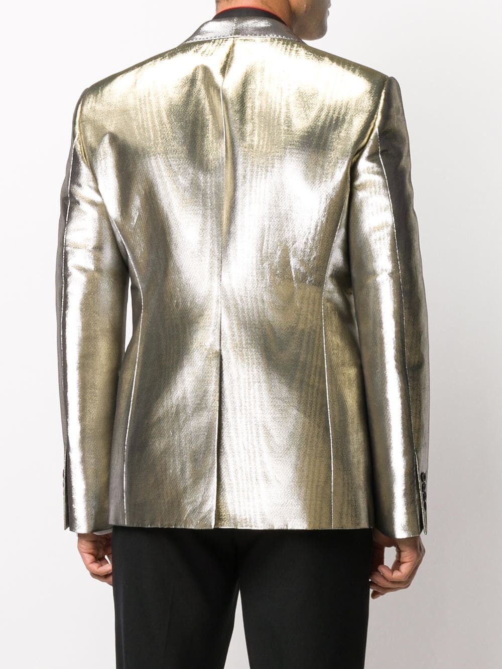 metallic-finish single-breasted blazer - 4