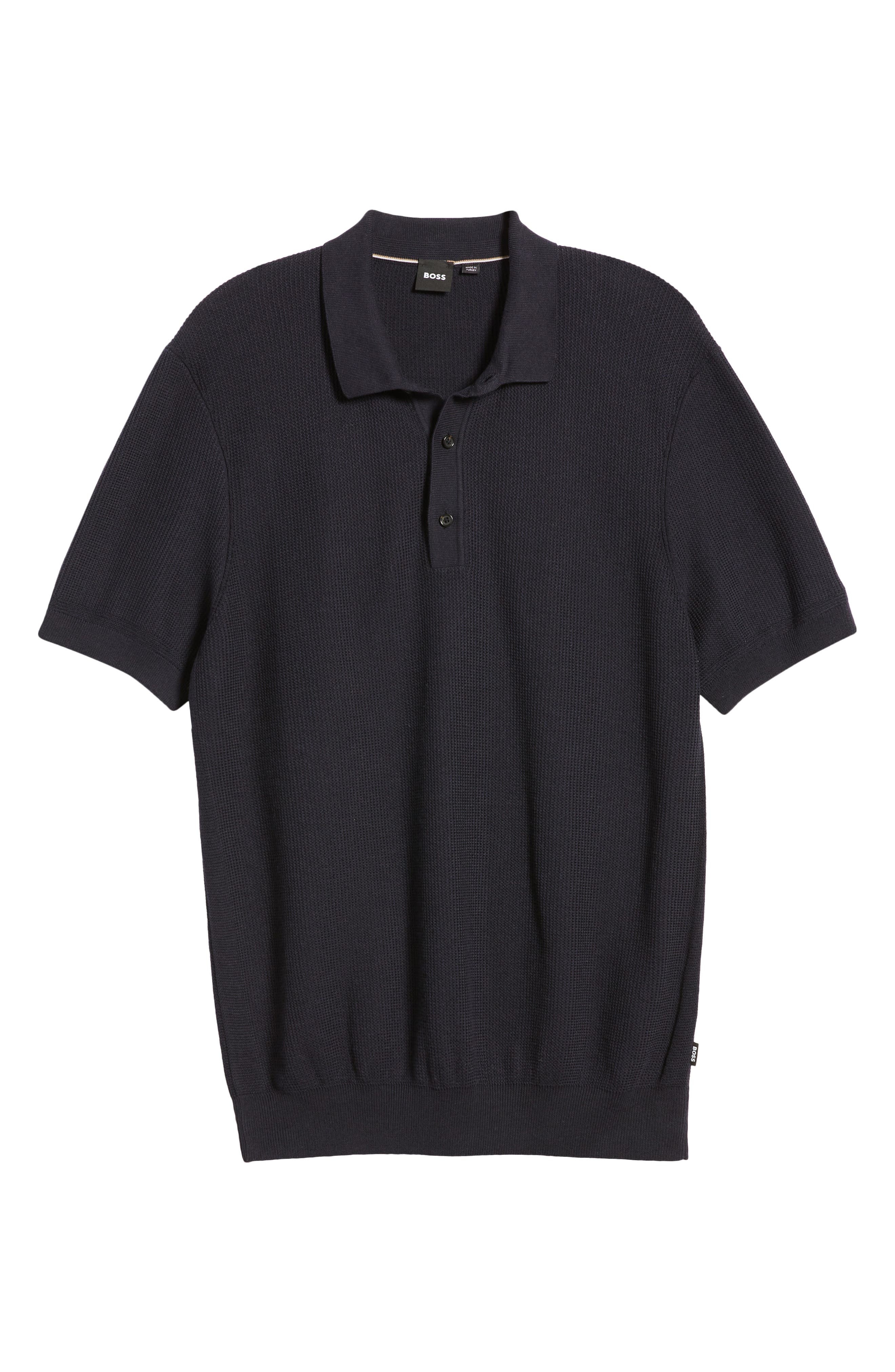 BOSS Daremo Cotton Blend Polo Sweater in Dark Blue at Nordstrom - 5