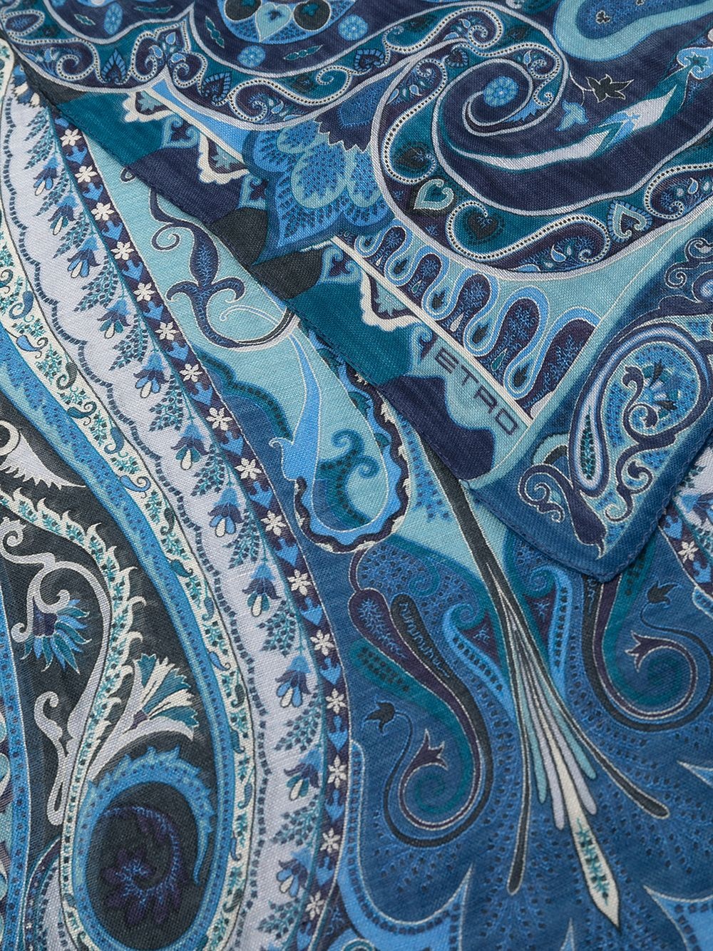 paisley-print linen-blend scarf - 3