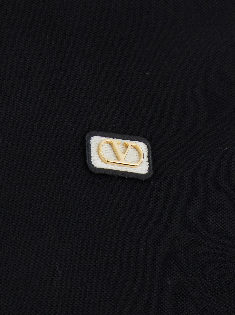 Valentino Men Black Polo Shirt With Classic Bicolor Collar And Logo Patch On The Front In Cotton Man - 3