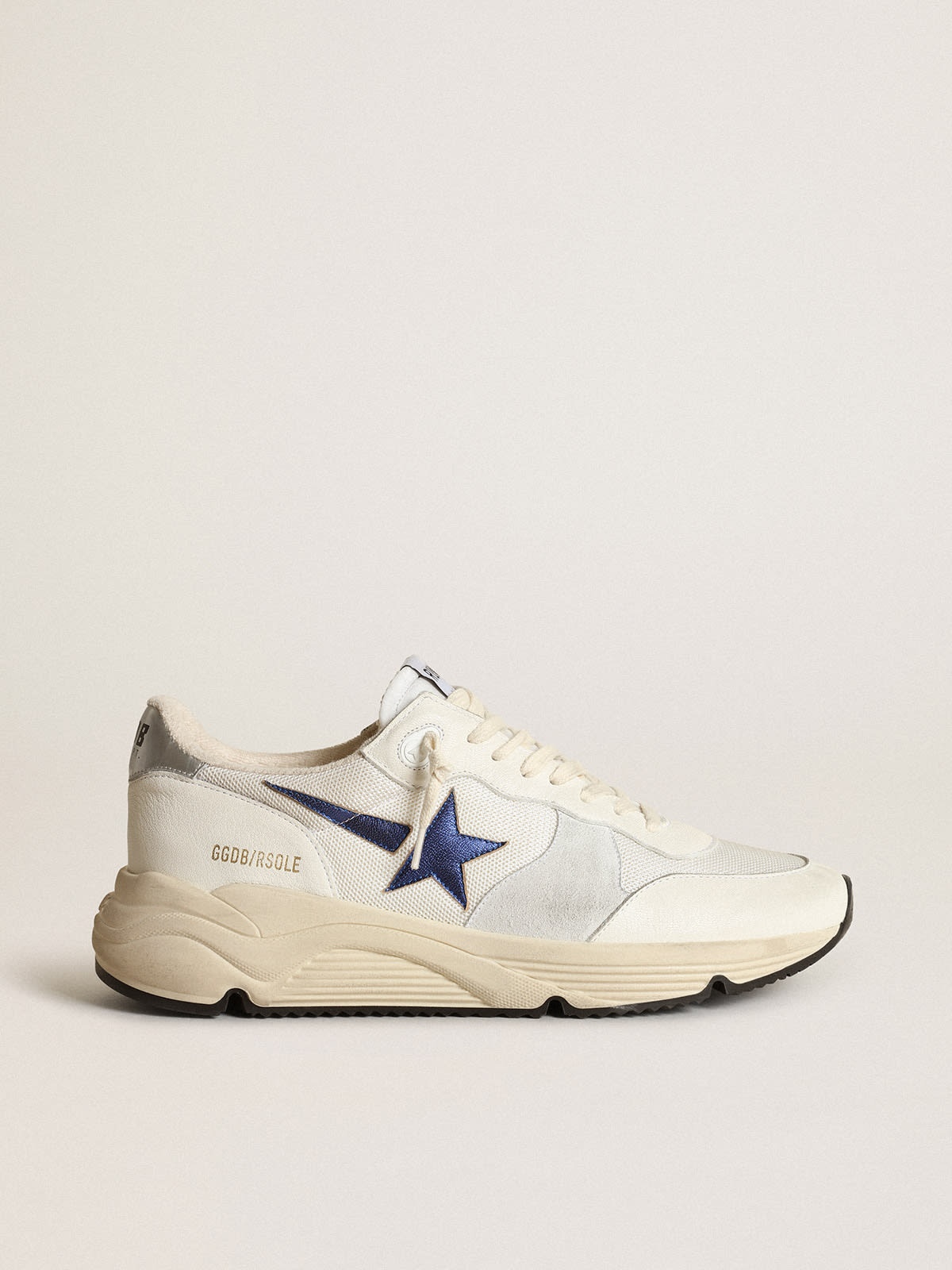 Running Sole in white mesh and nappa leather with a blue star - 1