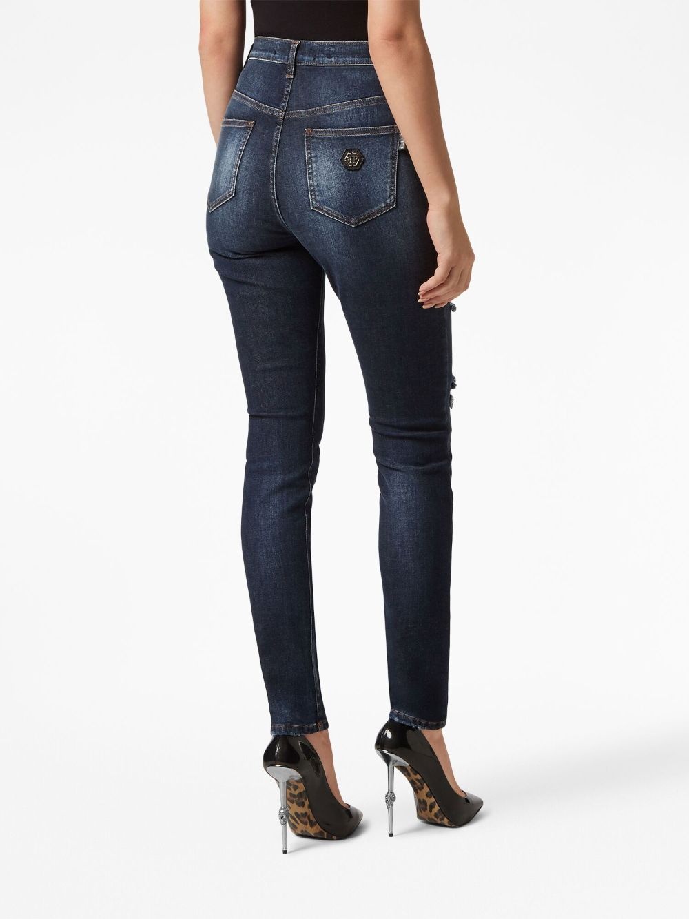 distressed-effect high-waisted jeggins - 4