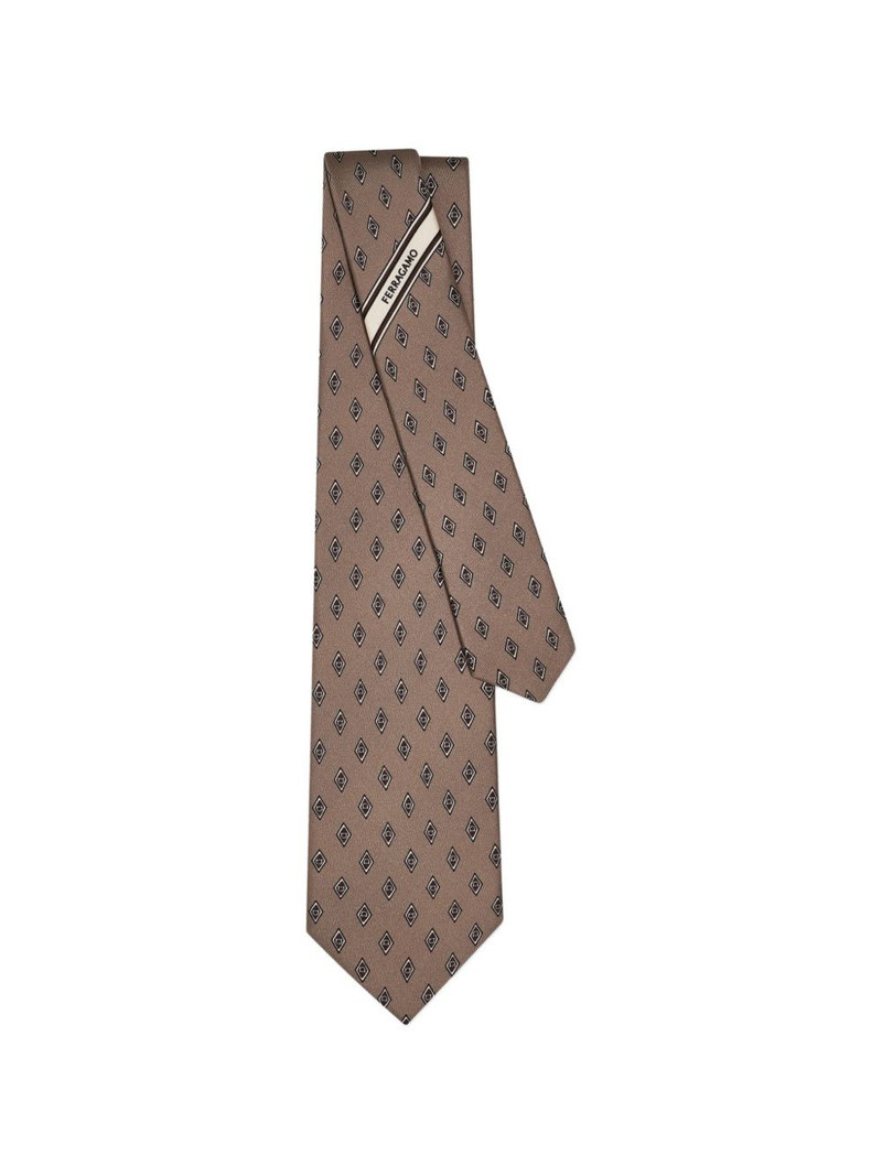 micro Gancini print silk tie 1