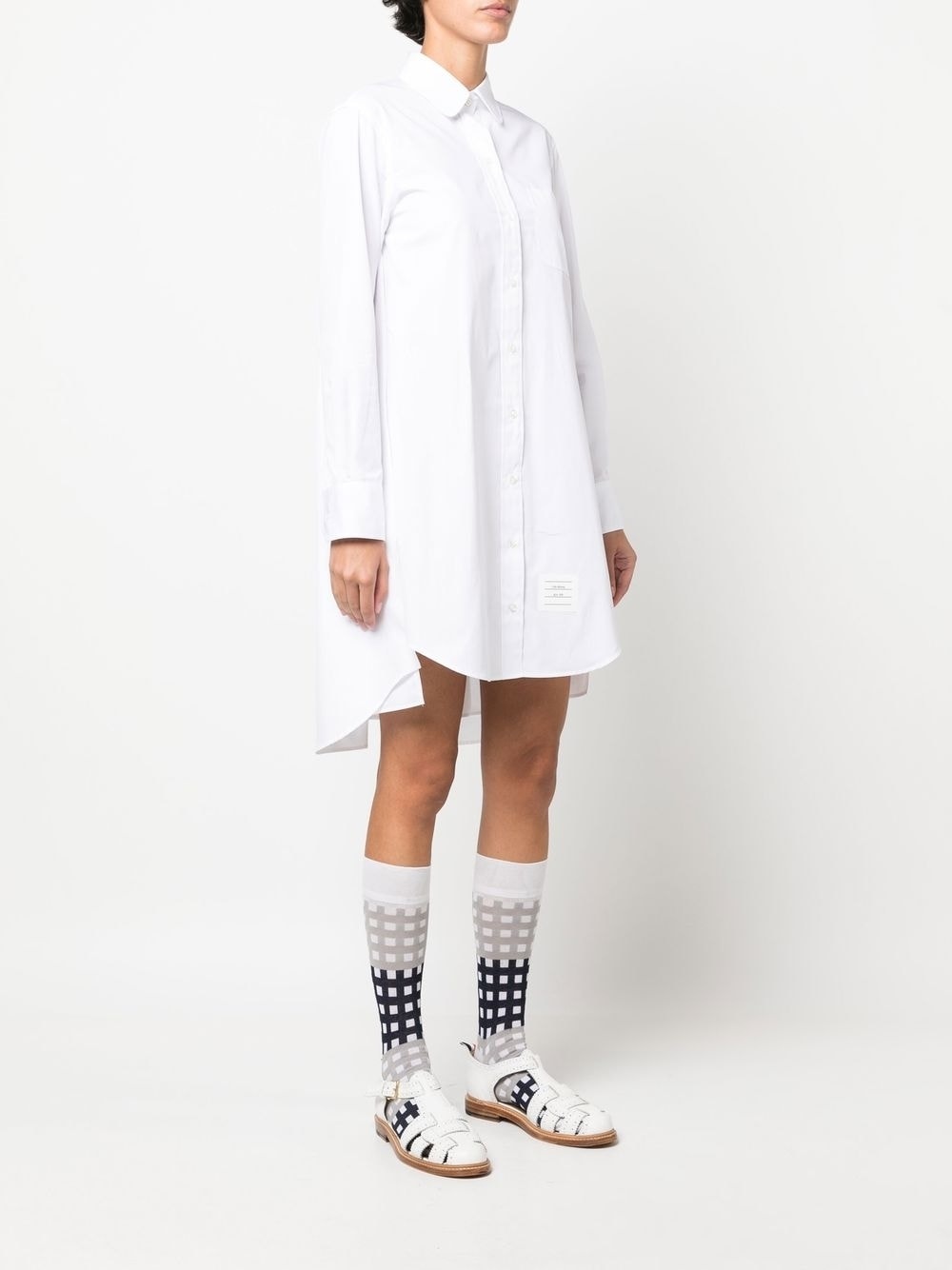 pleat-detail cotton shirtdress - 3