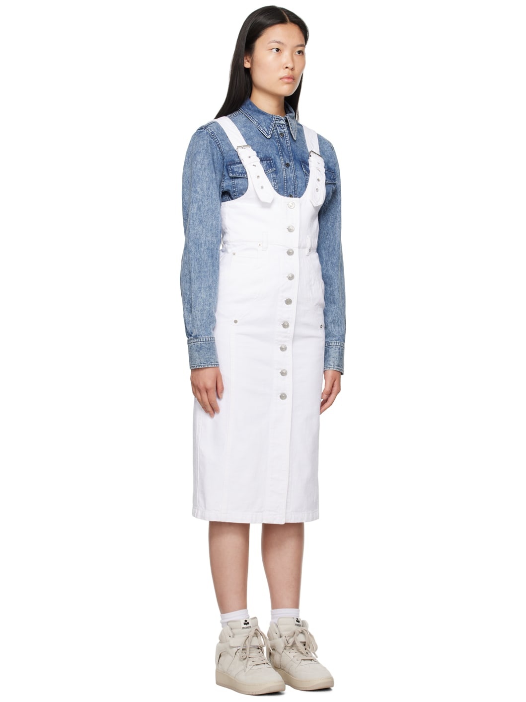 White Filipine Denim Midi Dress - 2