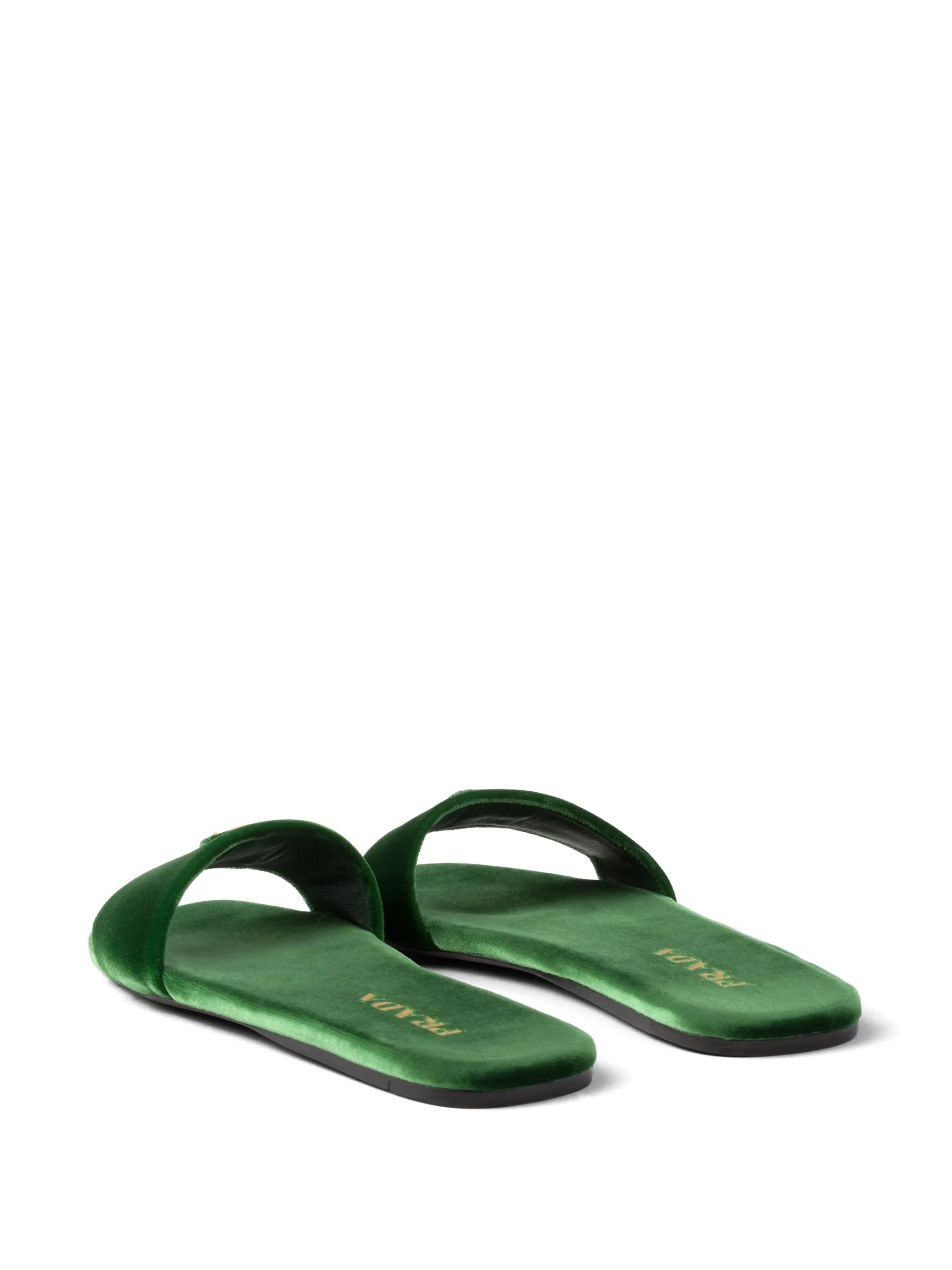 triangle-logo velvet slides - 3