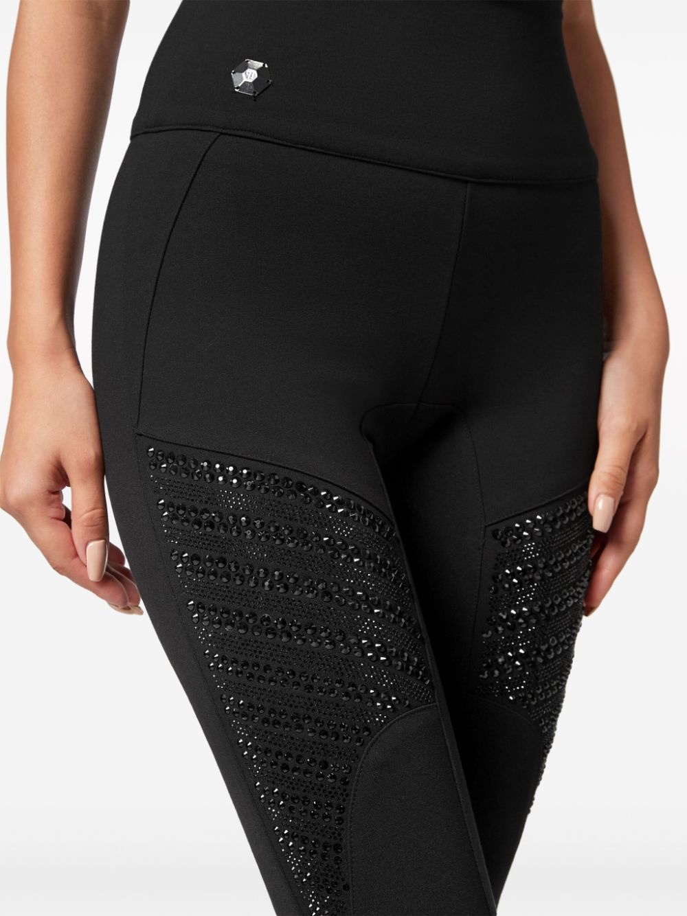 high-waisted crystal-embellished leggings - 5