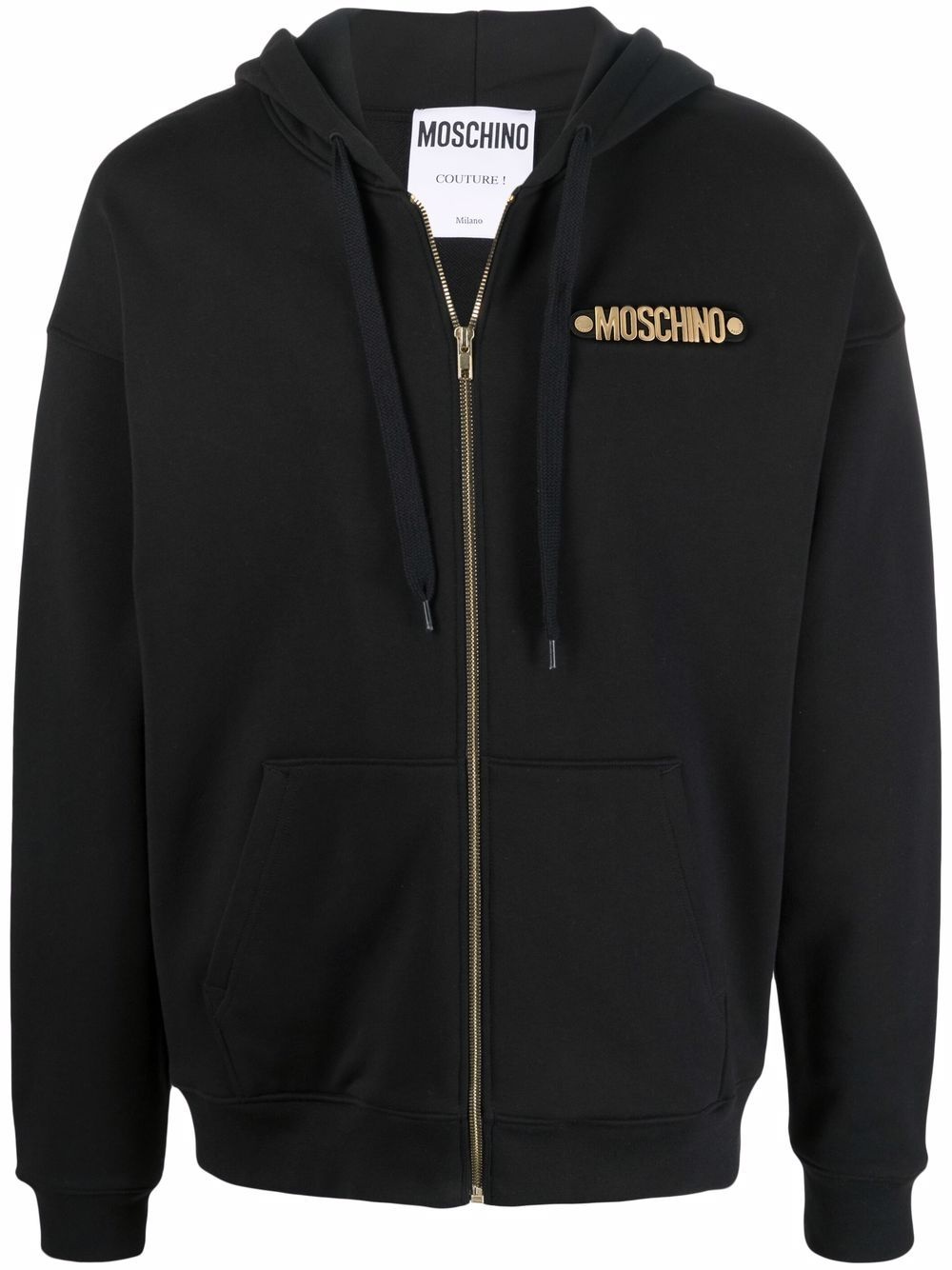 logo-lettering zipped hoodie - 1