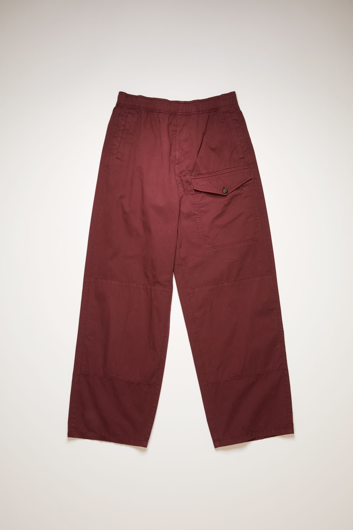 Straight-leg cotton trousers burgundy - 1