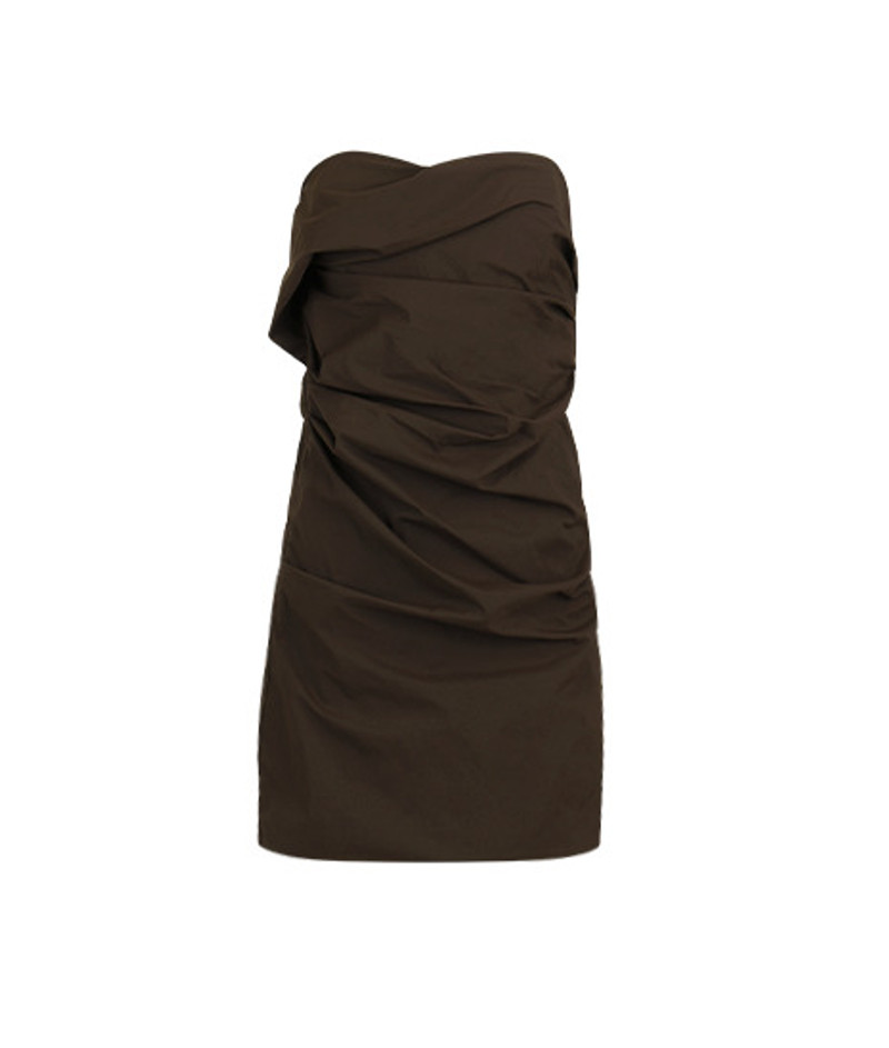 MINI CRIMPED DRESS COCOA 1