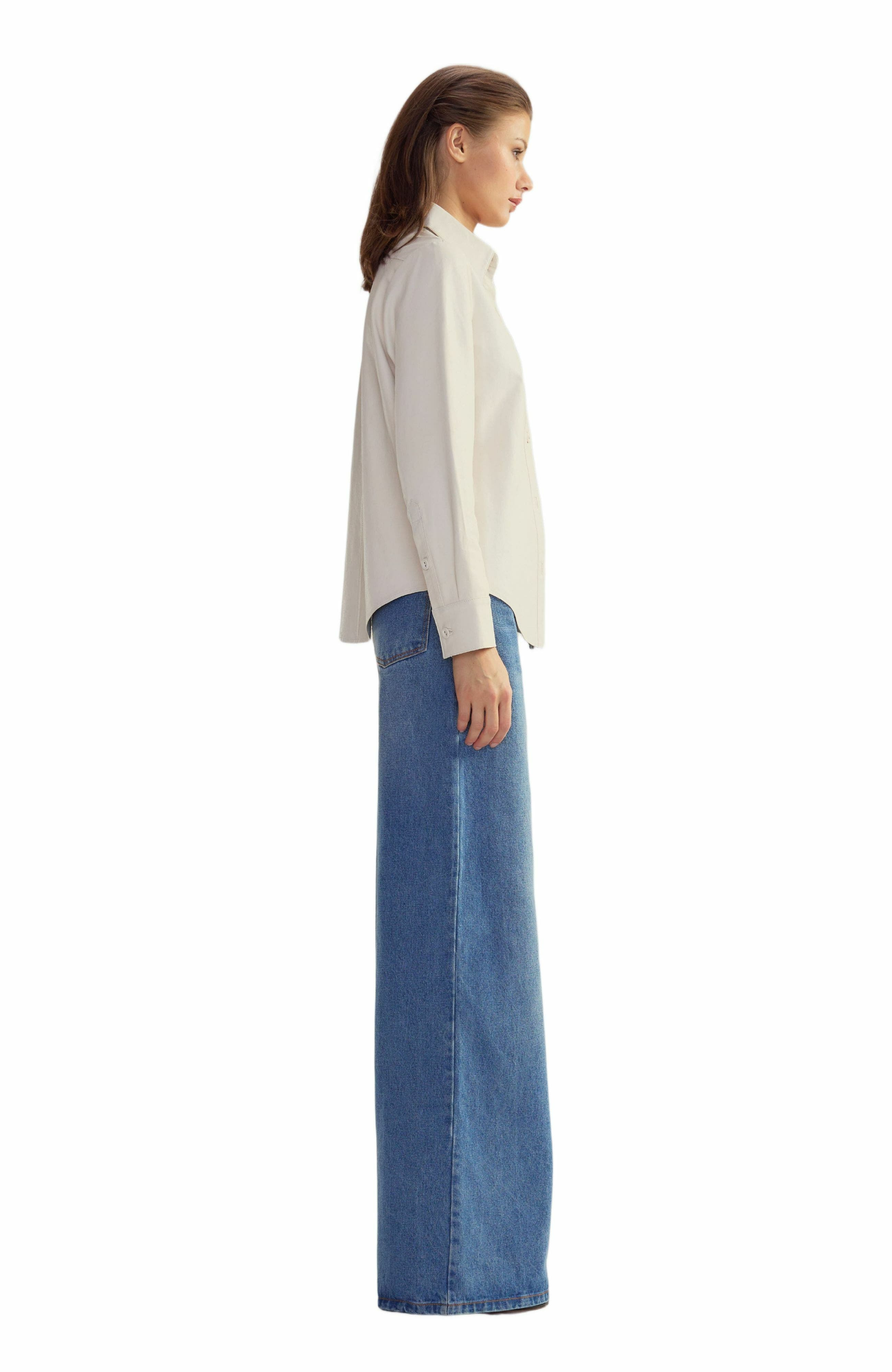 Cynthia Rowley Leather Button Up Shirt in White at Nordstrom - 2
