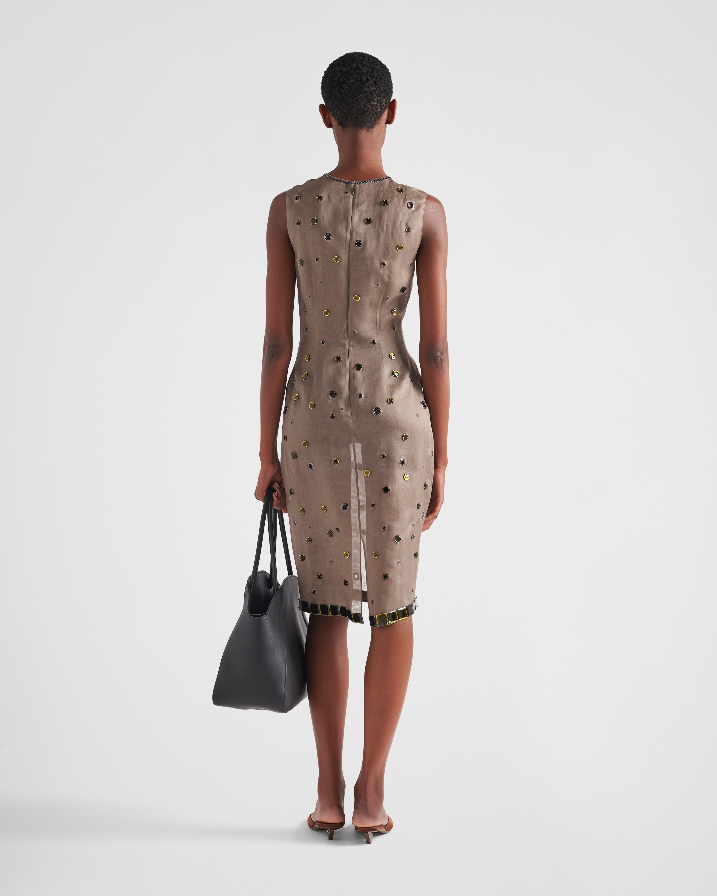 【送料&関税込】Prada Embellished Organza Dress Prada Feather-embellished Silk Organza Dress | Black | FARFETCH