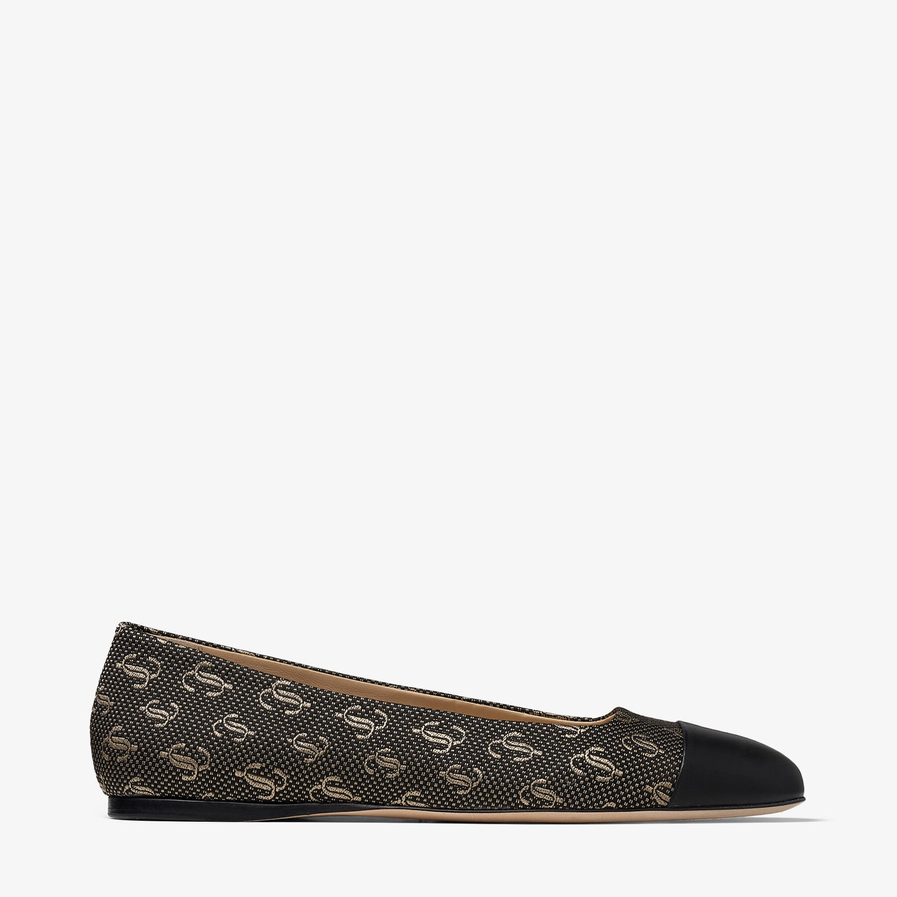 Watson Flat
Black and Gold Jacquard Lurex and Nappa Leather Flats - 1
