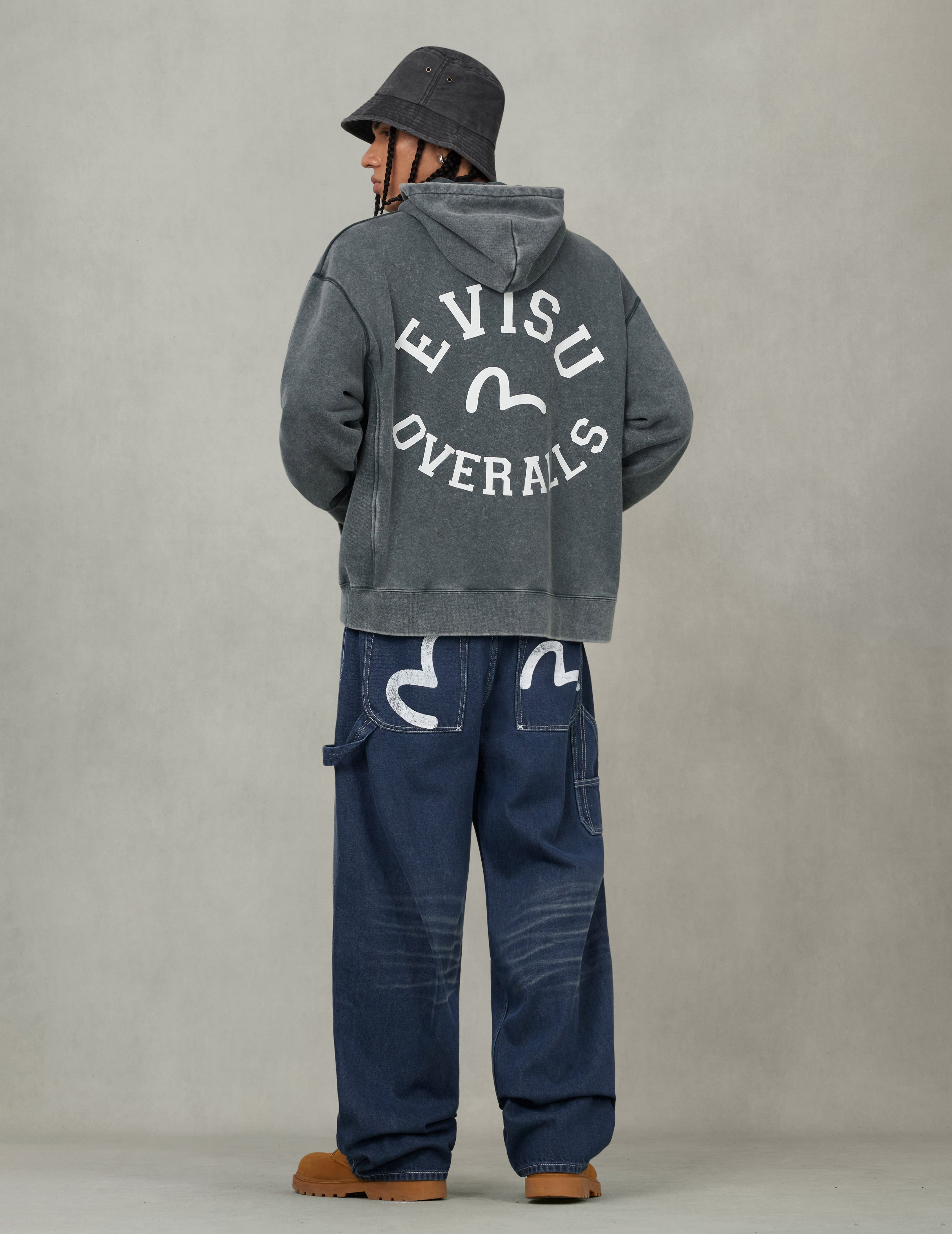 Washed Seagull and Logo Print Relax Fit Hoodie - 6