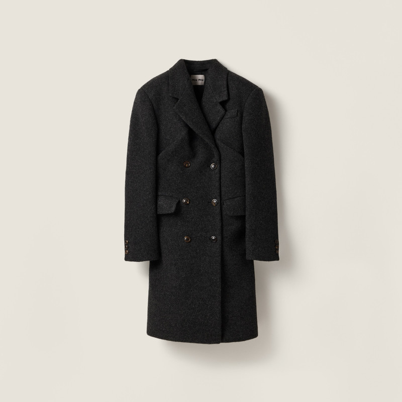 Double-breasted Shetland wool coat 1