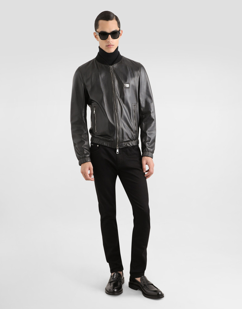 Dolce & Gabbana Leather jacket with branded tag outlook