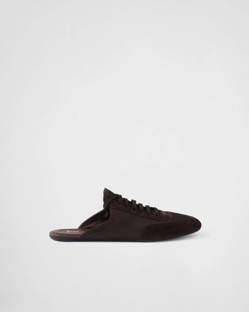 Prada Collapse Re-Nylon and suede mules outlook