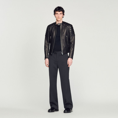 Sandro LEATHER JACKET WITH QUILTED TRIMS outlook
