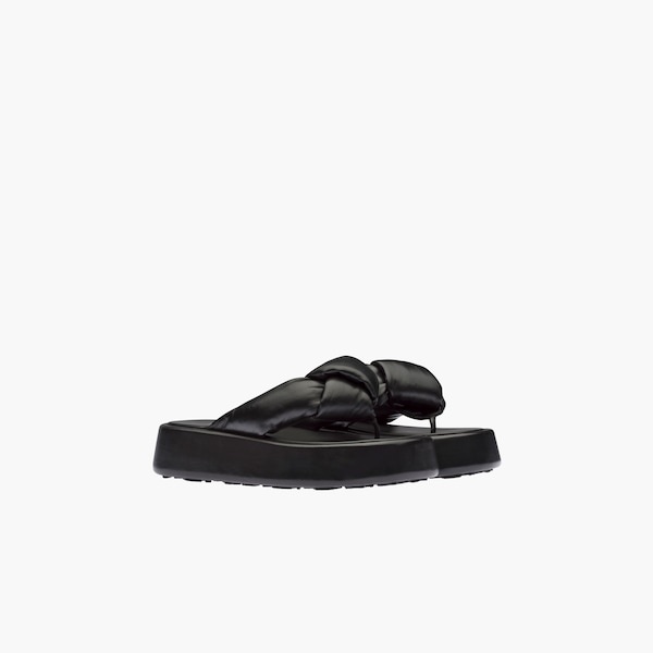 Padded mordoré nappa leather thong sandals - 3
