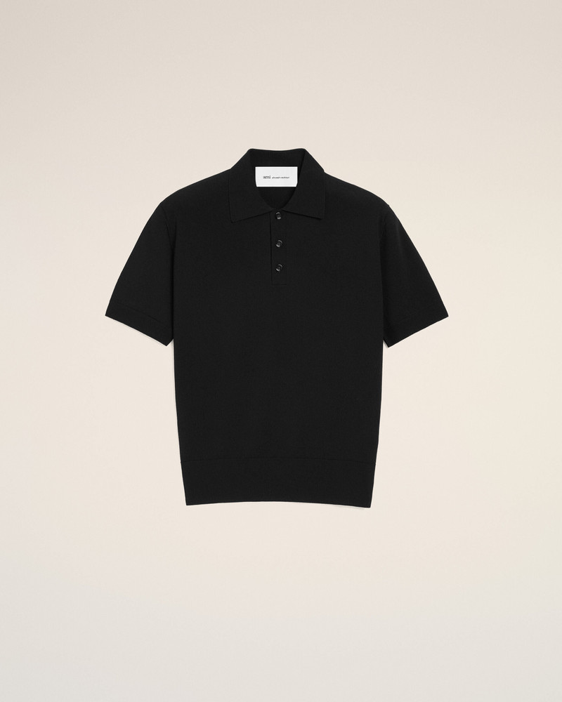 BLACK KNIT SHORT SLEEVES POLO 1